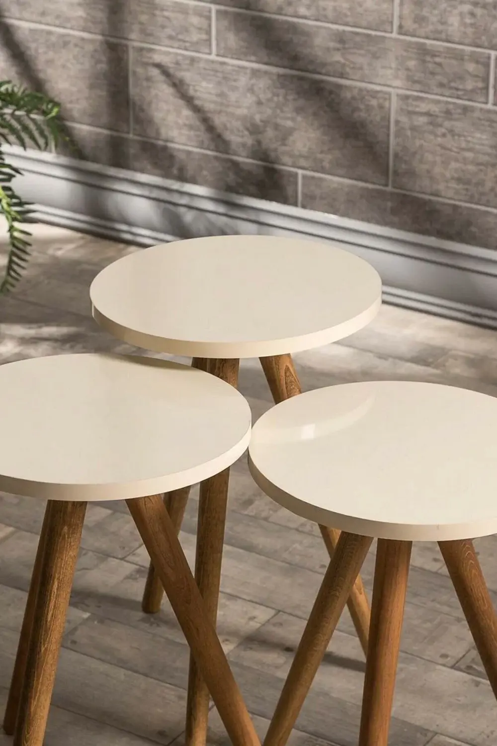 Zigon Sehpa Ve Orta Sehpa Kr Torna Krem Set 3008