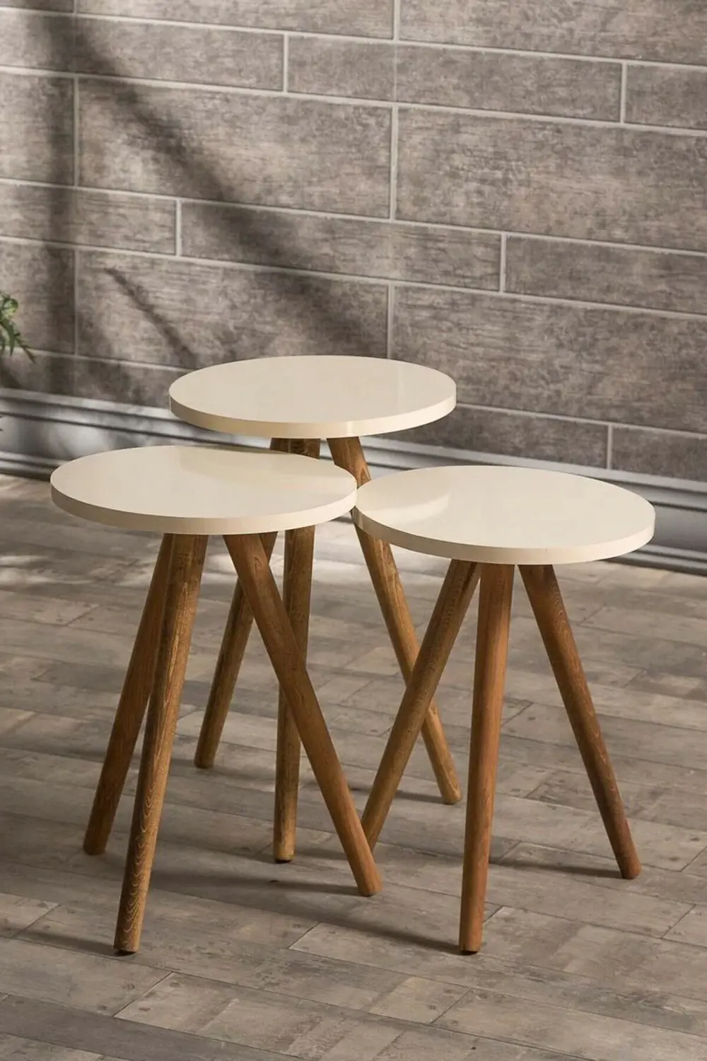 Zigon Sehpa Ve Orta Sehpa Kr Torna Krem Set 3008