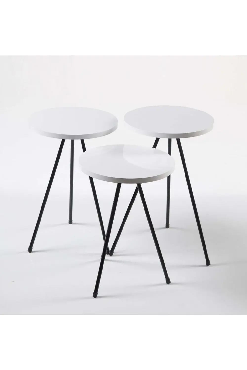 Zigon Sehpa Ve Orta Sehpa Set Kr Metal Beyaz