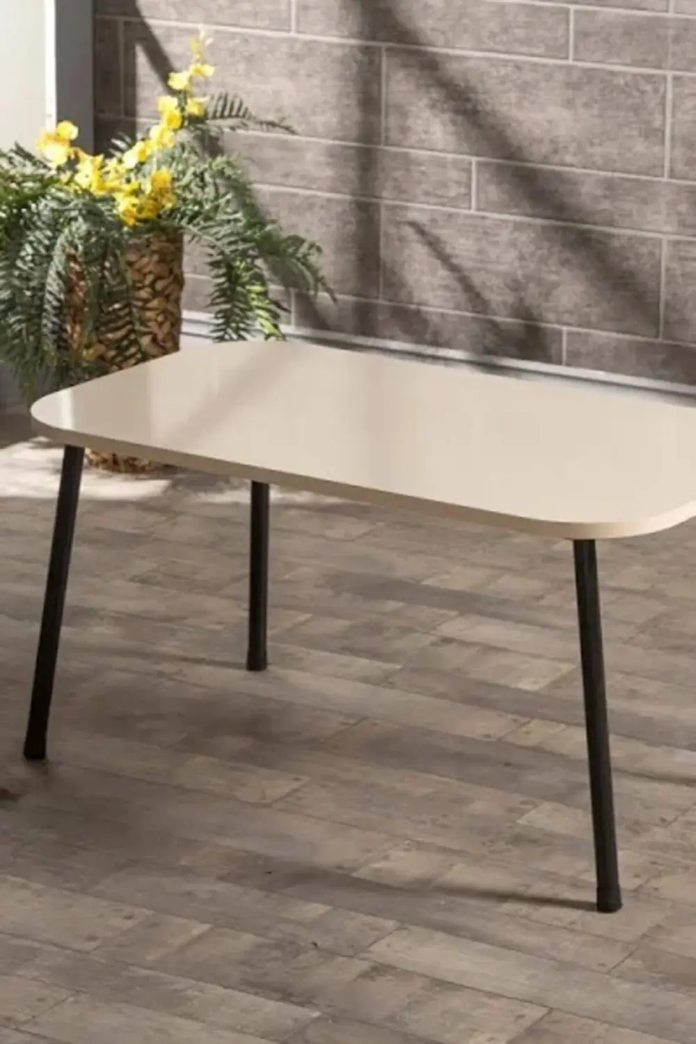 Zigon Sehpa Ve Orta Sehpa Set Kr Metal Krem