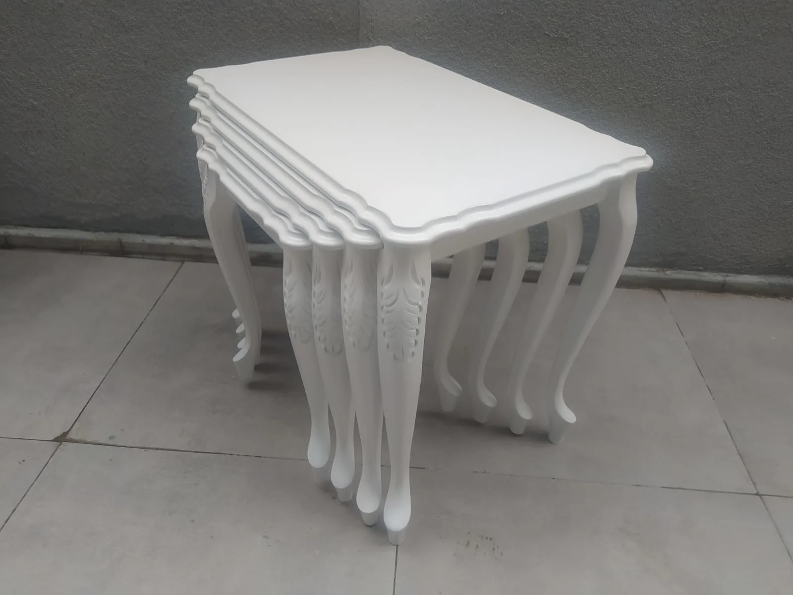 Zigon ST 18191 klasik Model sehpa Kayın Oymalı Aslan Ayk Parlak Beyaz Lake Elyapı