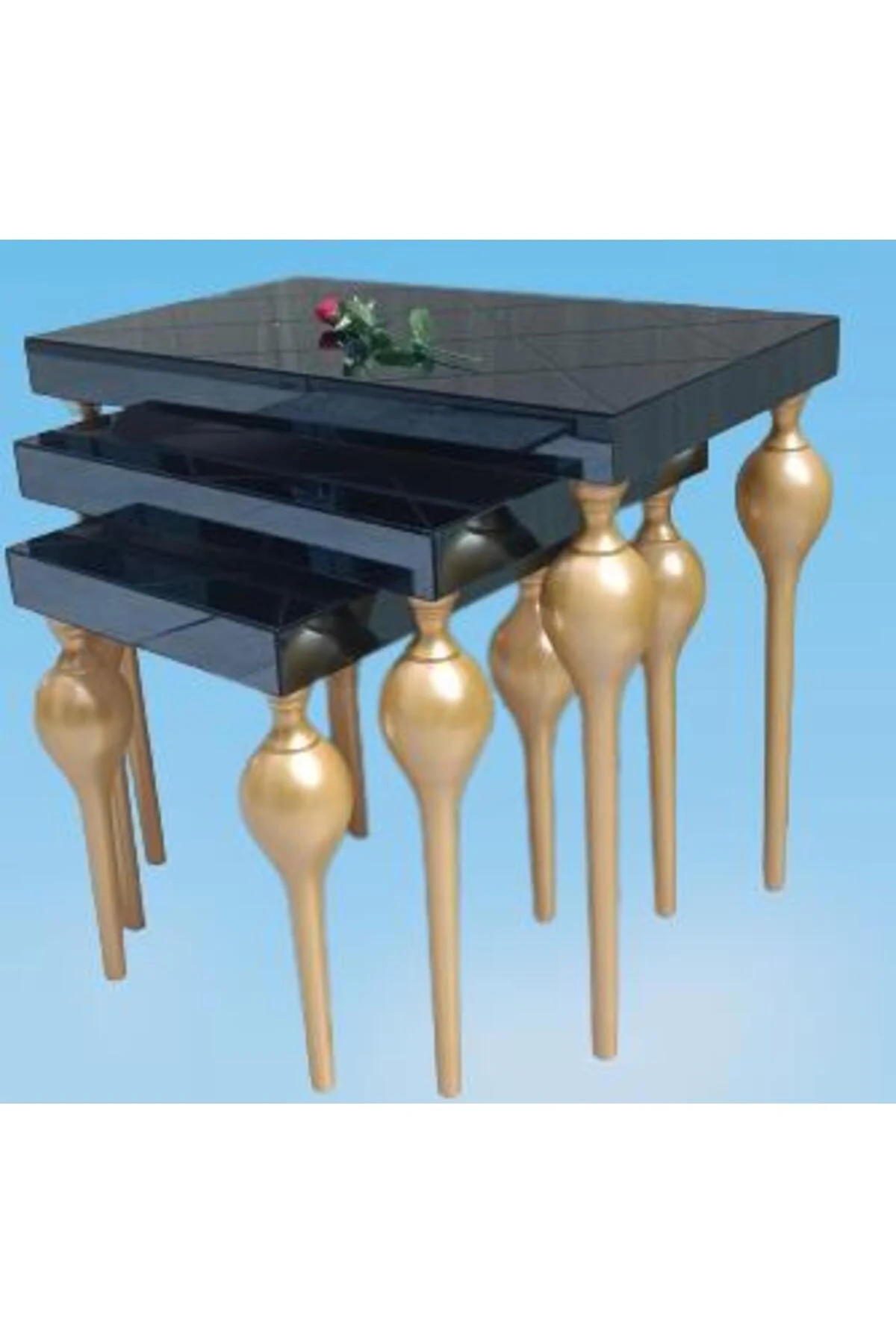Zigon st ILGZ 18100 Sehpa TOMBUL Model Parlak Gold Kayın Ayak çizgi Ayna El Yapım - Görsel 7