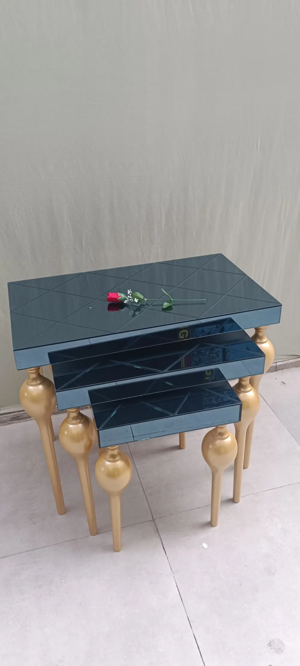 Zigon st ILGZ 18100 Sehpa TOMBUL Model Parlak Gold Kayın Ayak çiz