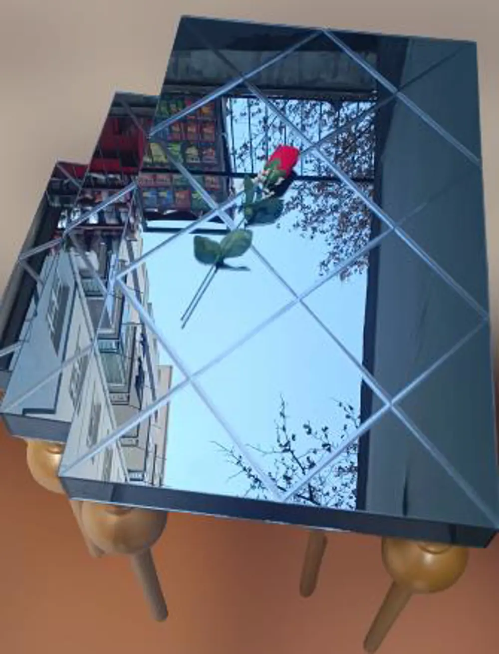 Zigon st ILGZ 18100 Sehpa TOMBUL Model Parlak Gold Kayın Ayak çiz