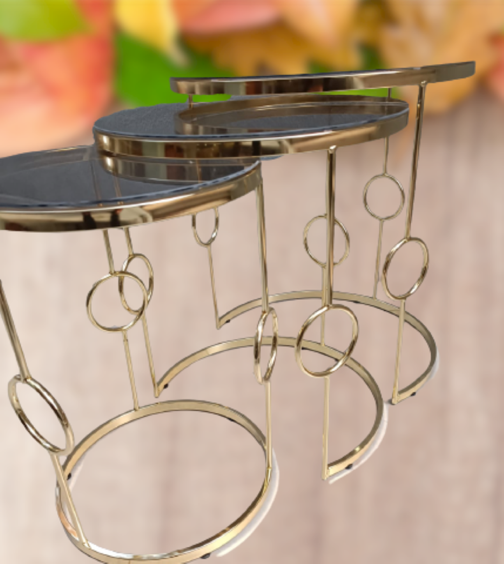 Zigon ZLF 14088 Halkalı model Cam Tabla Metal Gold kaplama kutu s