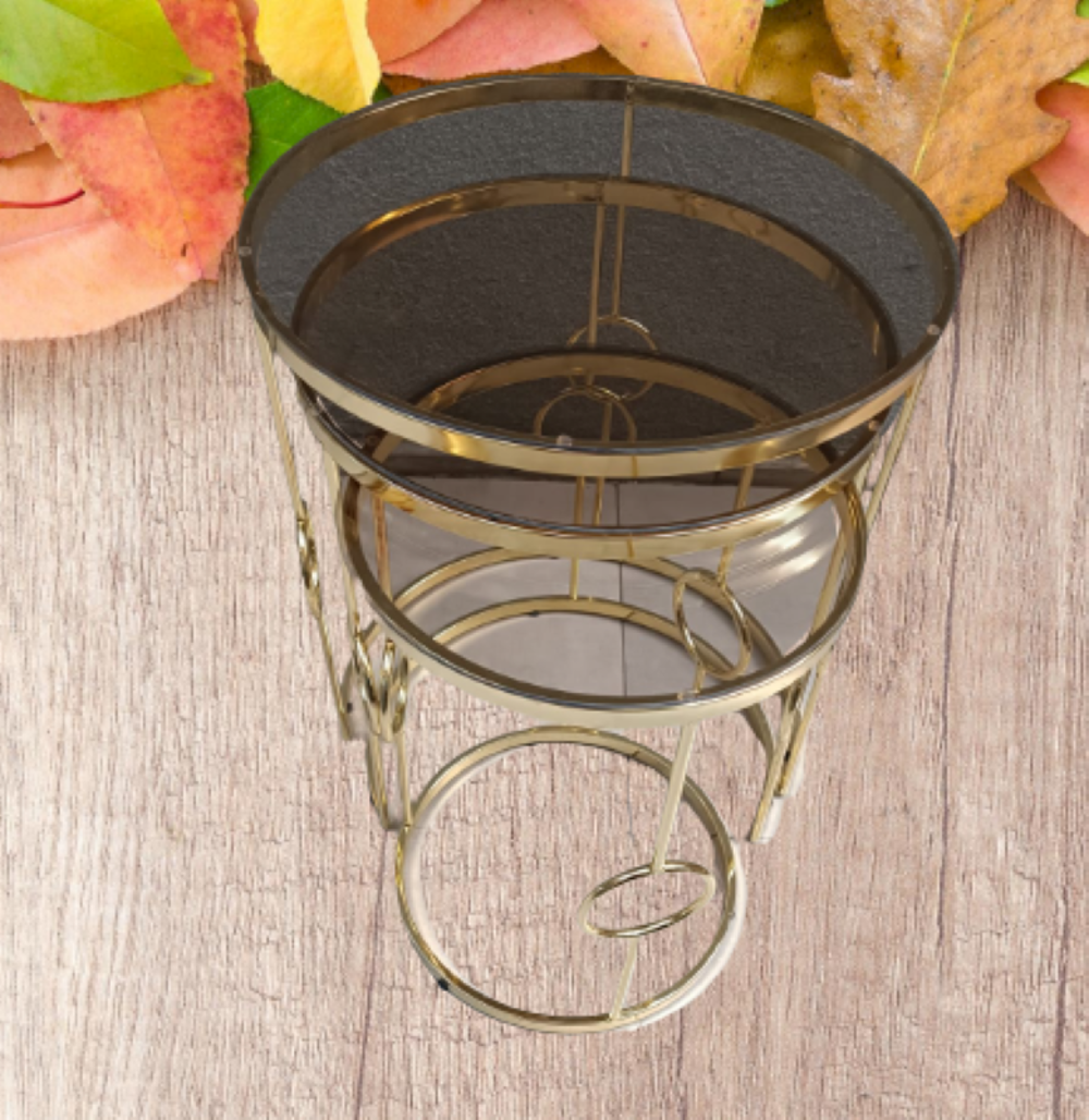 Zigon ZLF 14088 Halkalı model Cam Tabla Metal Gold kaplama kutu s