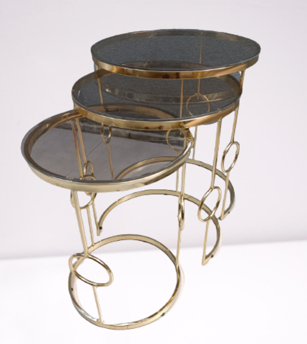 Zigon ZLF 14088 Halkalı model Cam Tabla Metal Gold kaplama kutu s