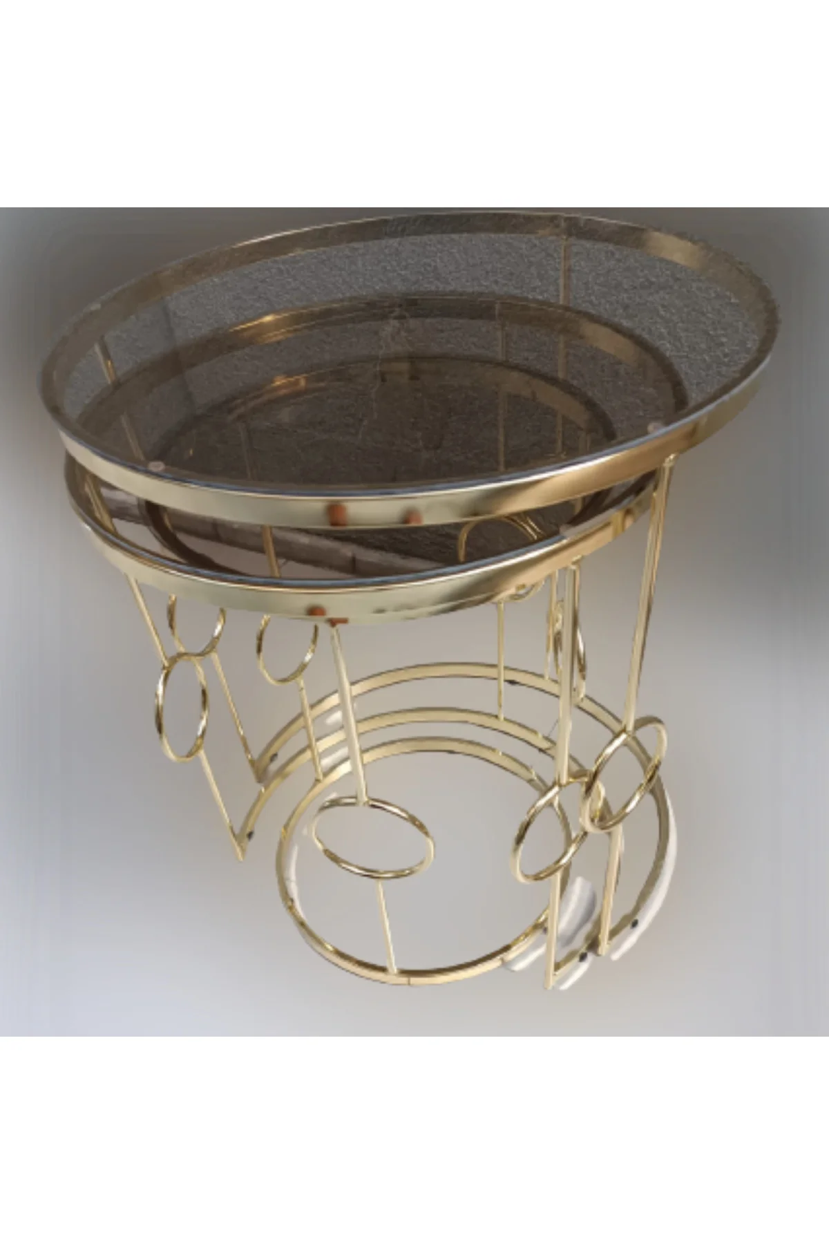 Zigon ZLF 14103 HaLKALI Model füme Temper Cam Tabla Metal Gold kaplama El Yapım - Görsel 5