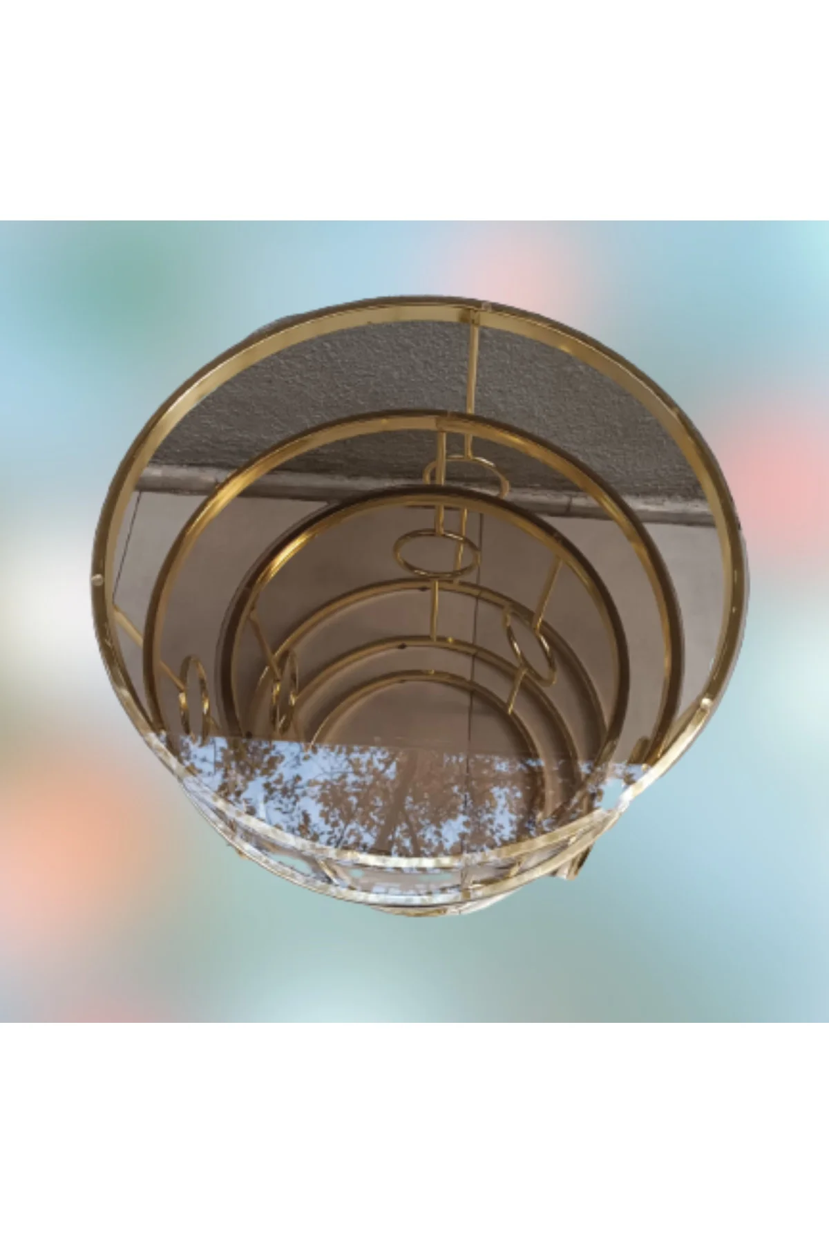 Zigon ZLF 14103 HaLKALI Model füme Temper Cam Tabla Metal Gold kaplama El Yapım - Görsel 2