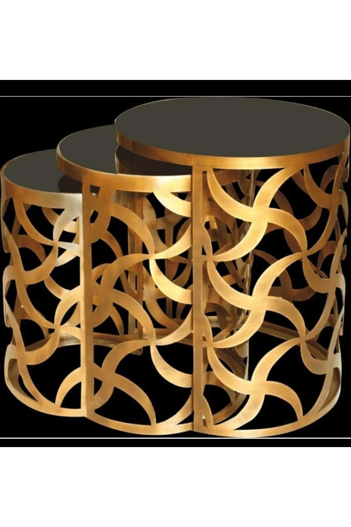 Zigon Zlf 14139 CNC rüzgar gülü model Sehpa Metal Gold kaplama Siyah temper Cam - Görsel 4