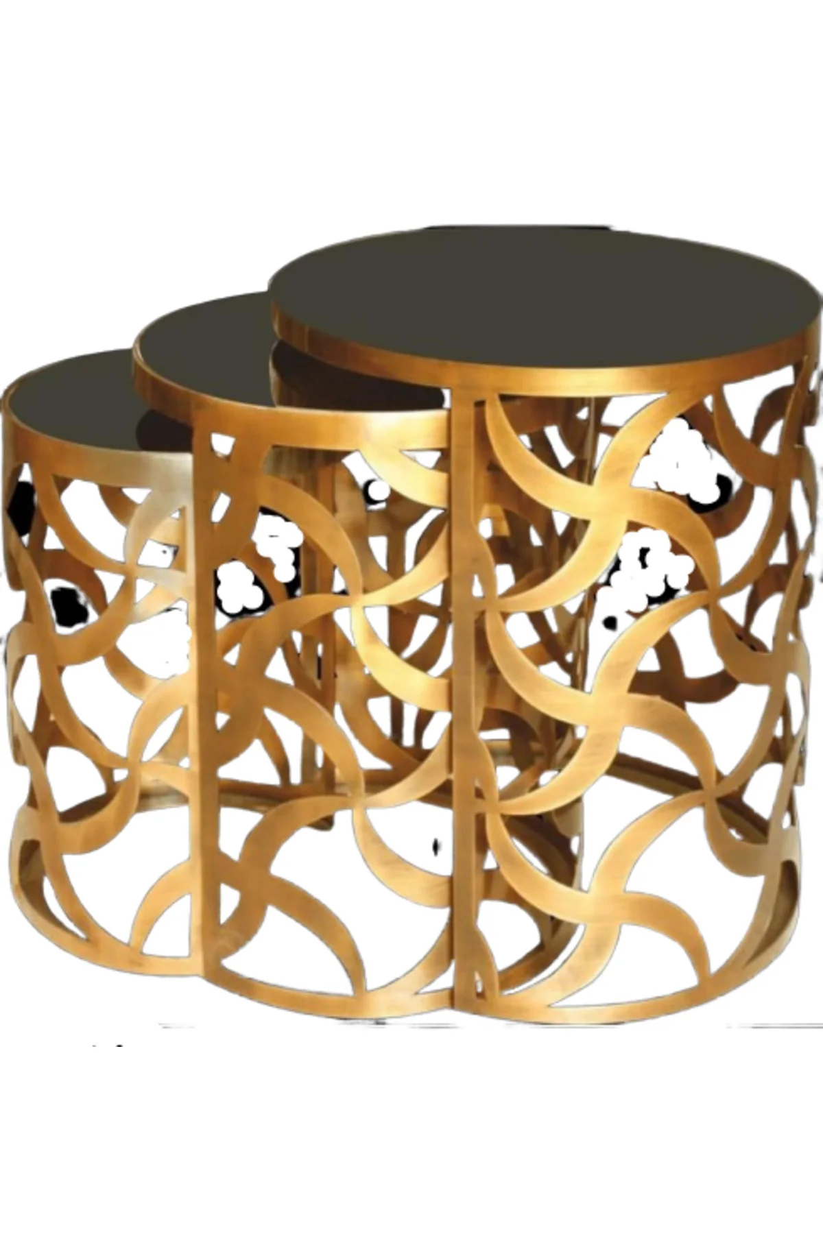Zigon Zlf 14139 CNC rüzgar gülü model Sehpa Metal Gold kaplama Siyah temper Cam - Görsel 2