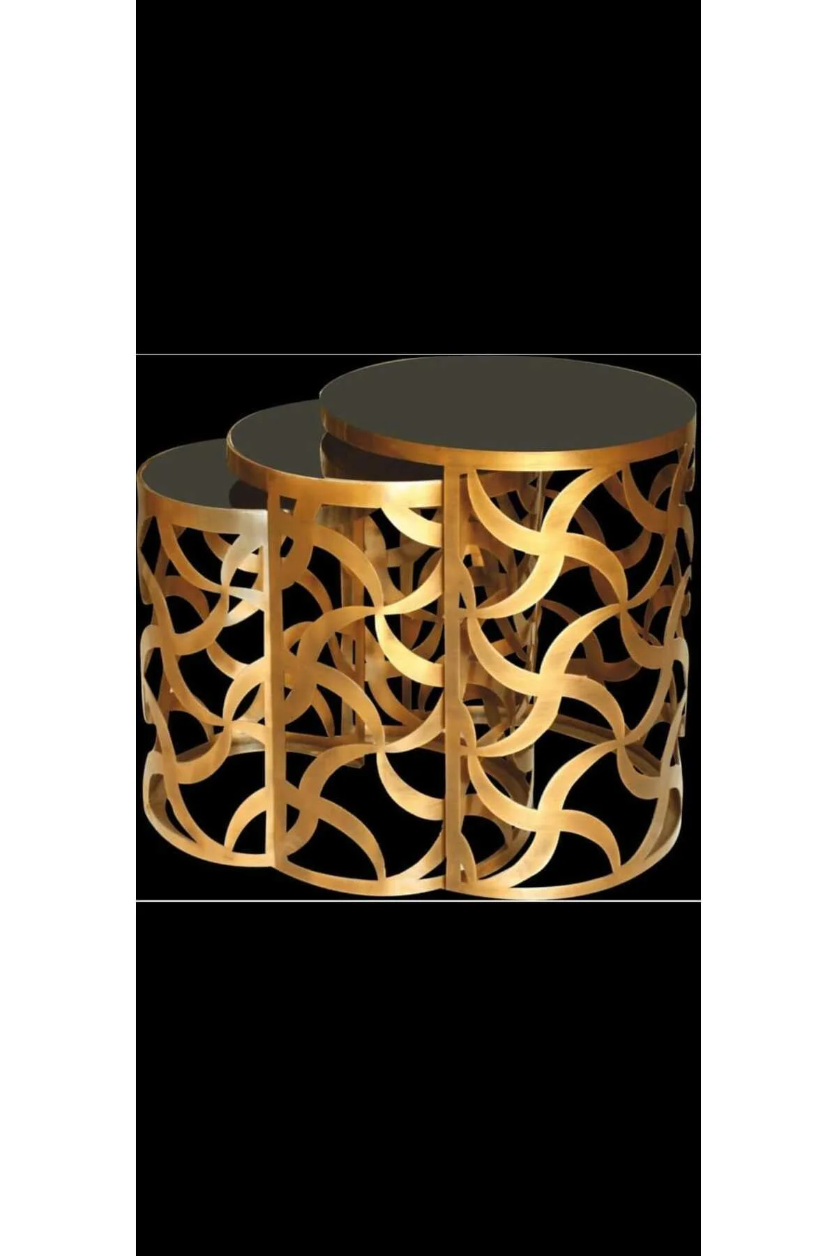Zigon Zlf 14139 CNC rüzgar gülü model Sehpa Metal Gold kaplama Siyah temper Cam - Görsel 5