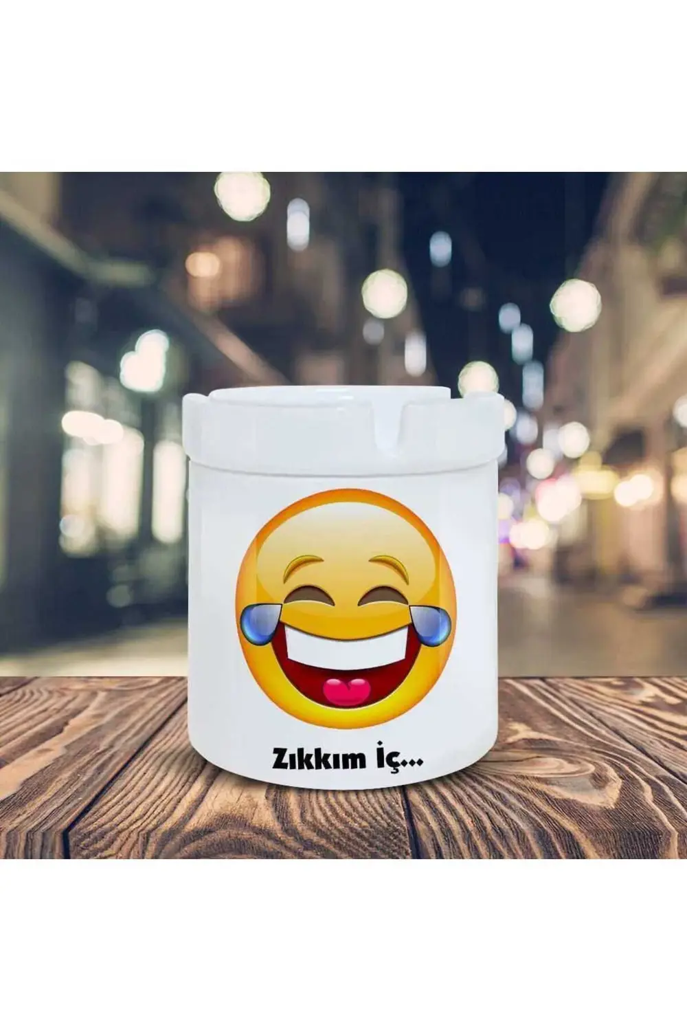 Zıkkım İç Espirili Gülen Emoji Baskılı Küllük Kül Tablası-70147