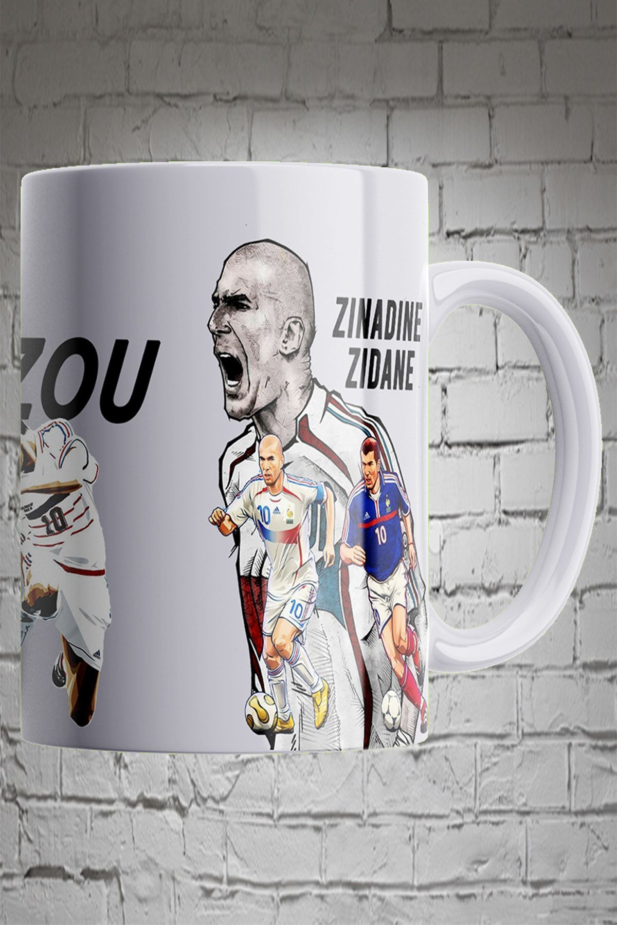 Remonz Zınadıne Zıdane 3 Tarafı Baskılı Porselen Kupa