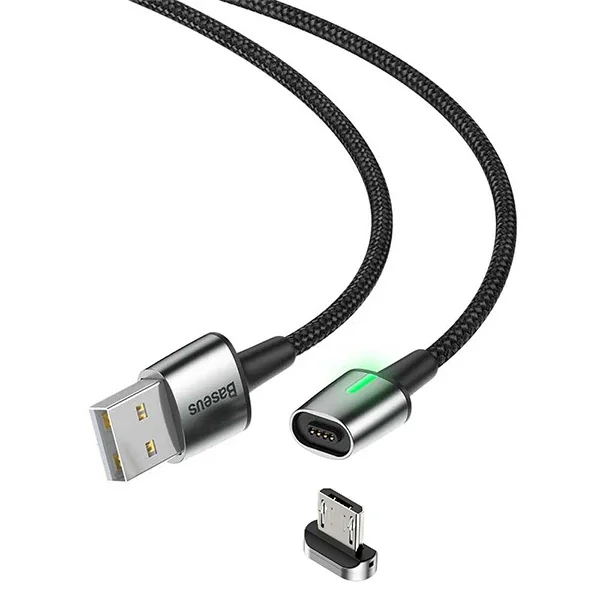 Zinc Magnetic USB Kablo 2m 1.5A Hızlı Şarj - Android Mikro USB - LED Işık