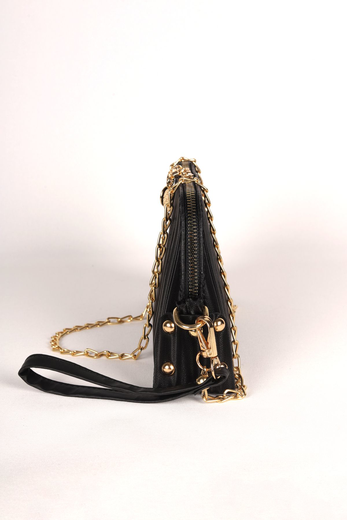 Zincir Askılı Çanta Siyah Çizgili