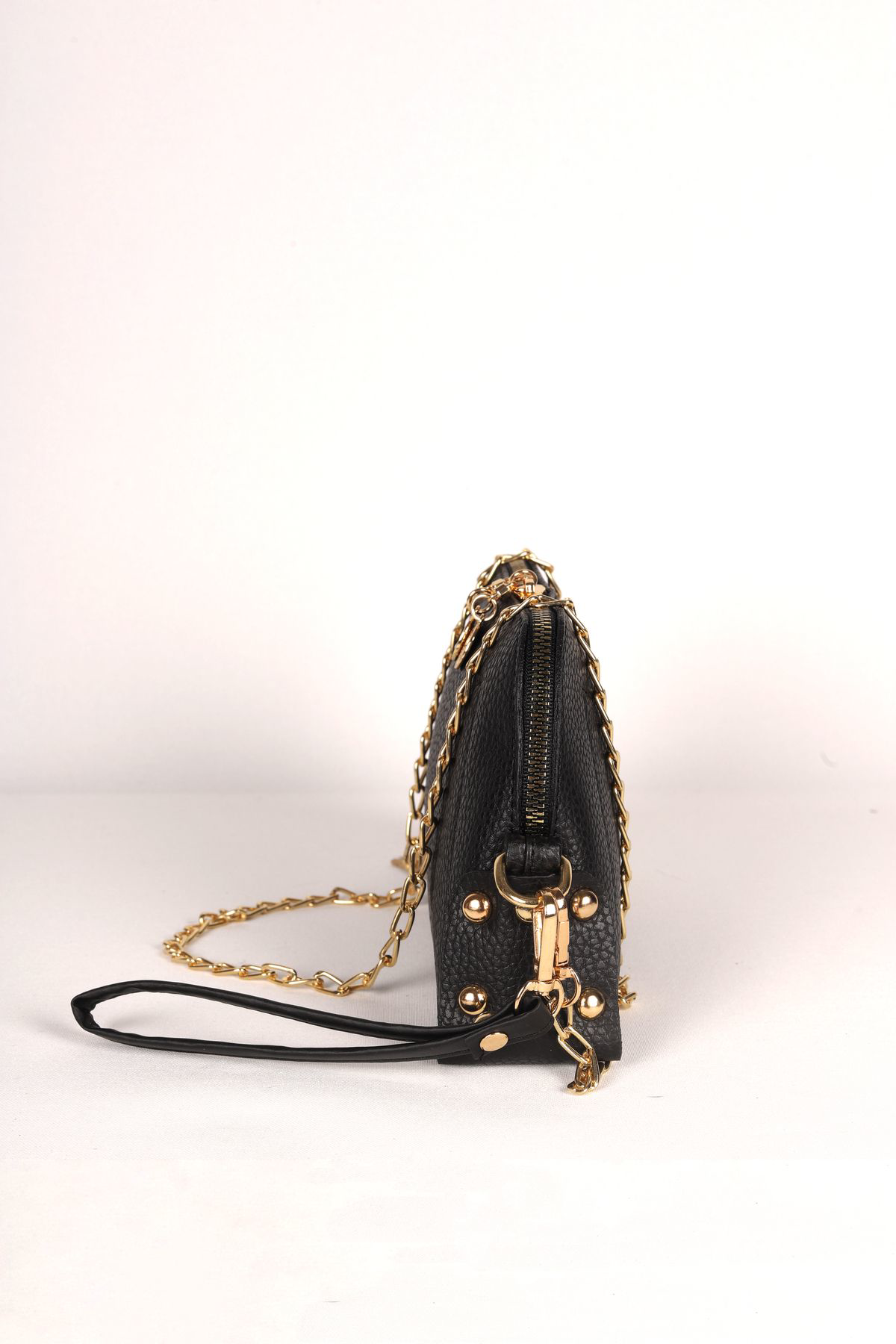 Zincir Askılı Çanta Siyah Desenli