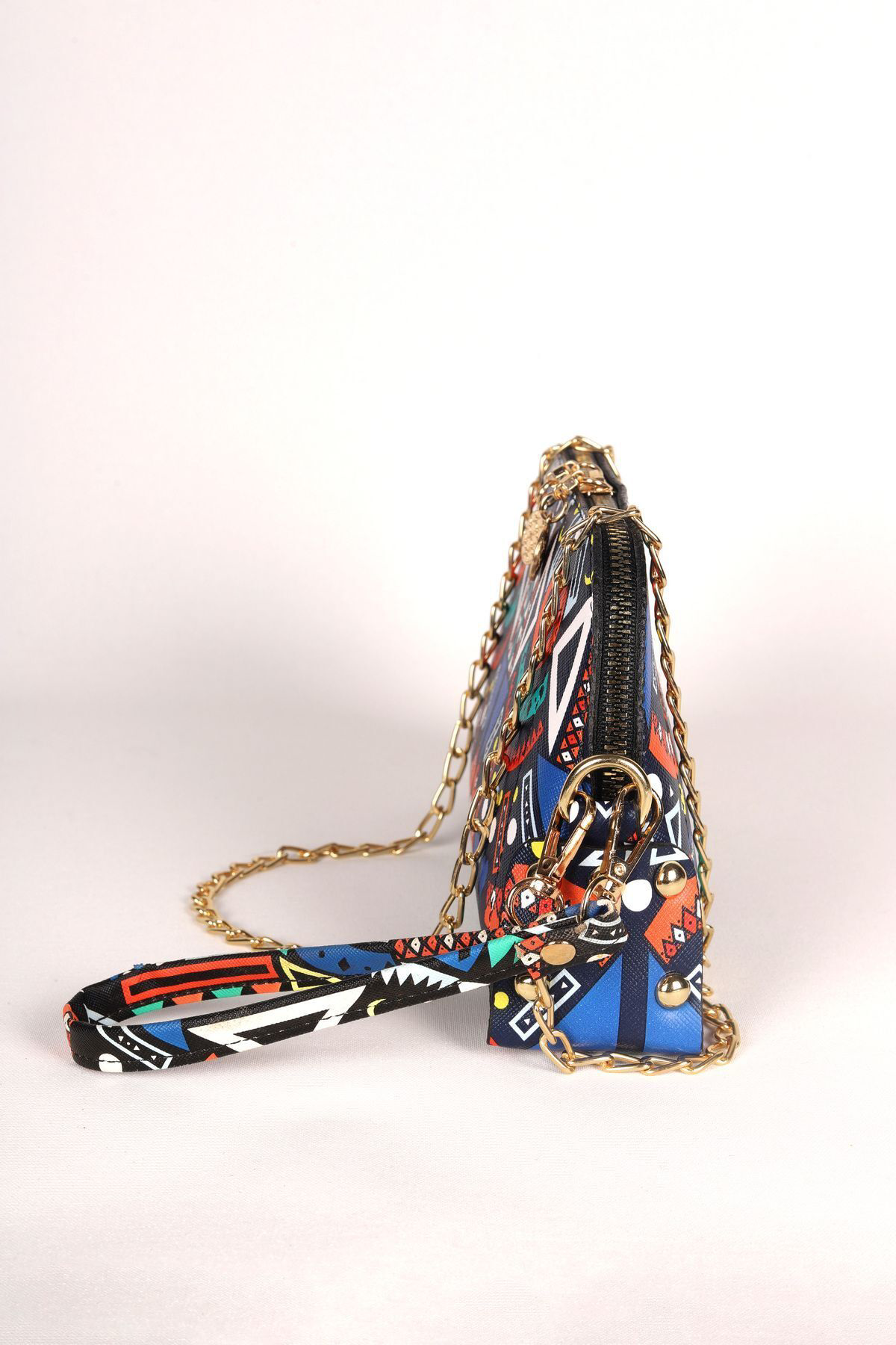 Zincir Askılı Çanta Totem Desenli