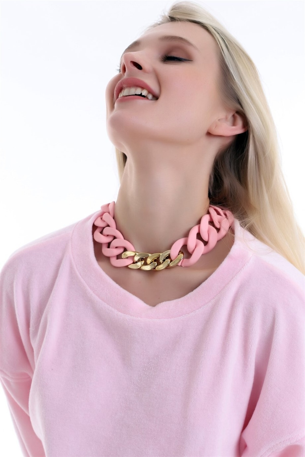 Zincir Desenli Spor Zarif Ve Şık Asetat Zincir Kolye