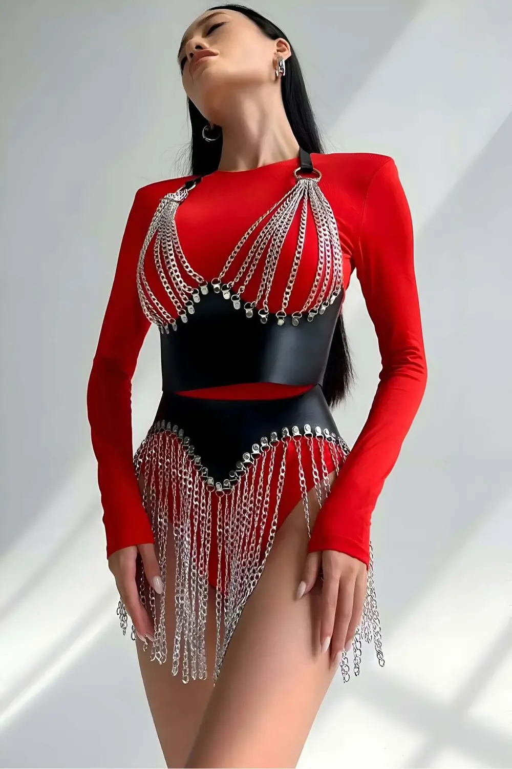 Pilelistore Zincirli Şık Deri Etek Ve Büstiyer Takım - Brf994