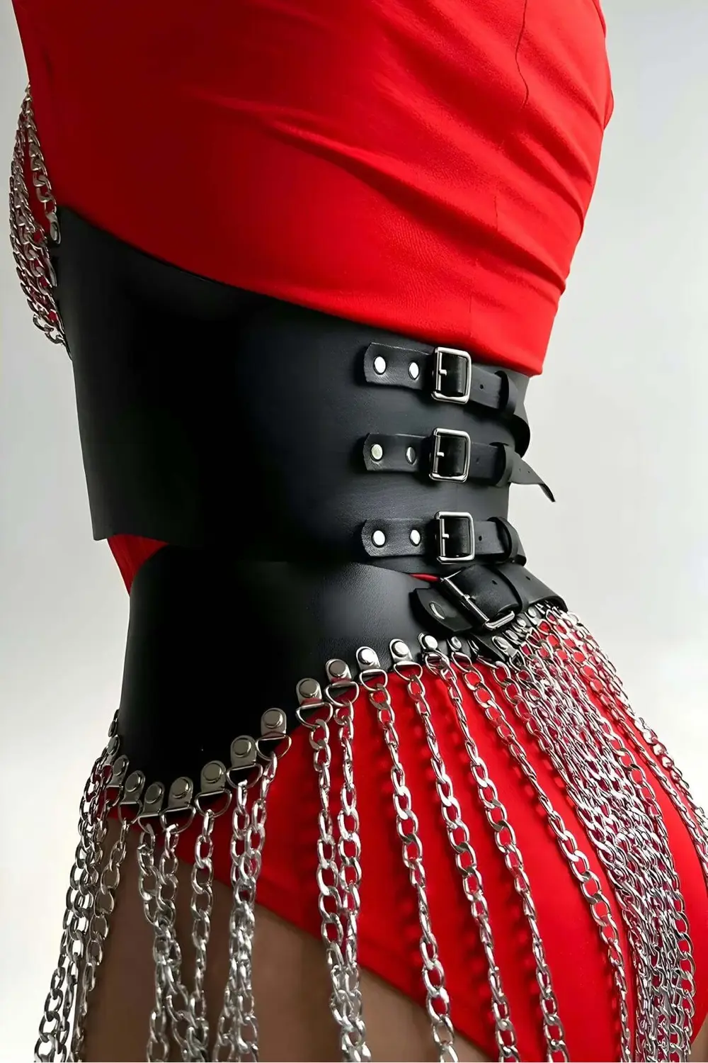 Pilelistore Zincirli Şık Deri Etek Ve Büstiyer Takım - Brf994