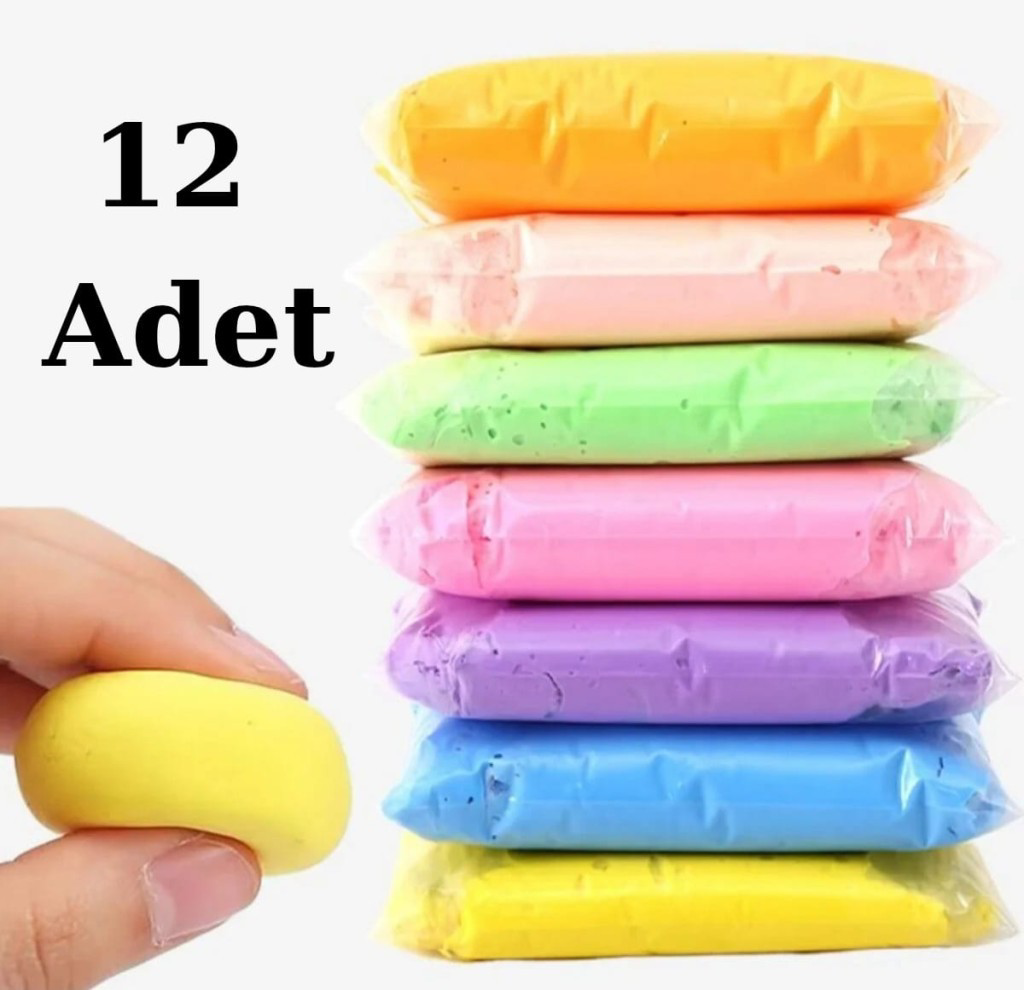Zıplayan Kil Oyun Hamuru Karışık Renkli (12 Adet 73 Gr ) Air Dry 