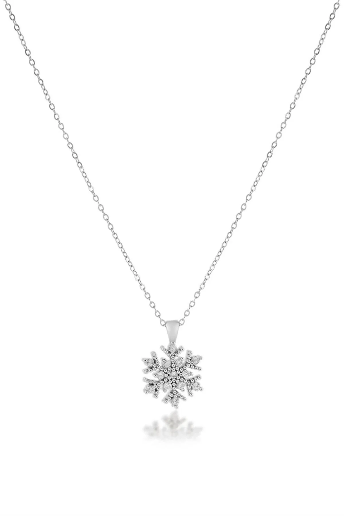 Zirkon Kar Tanesi Kolye Silver 45cm