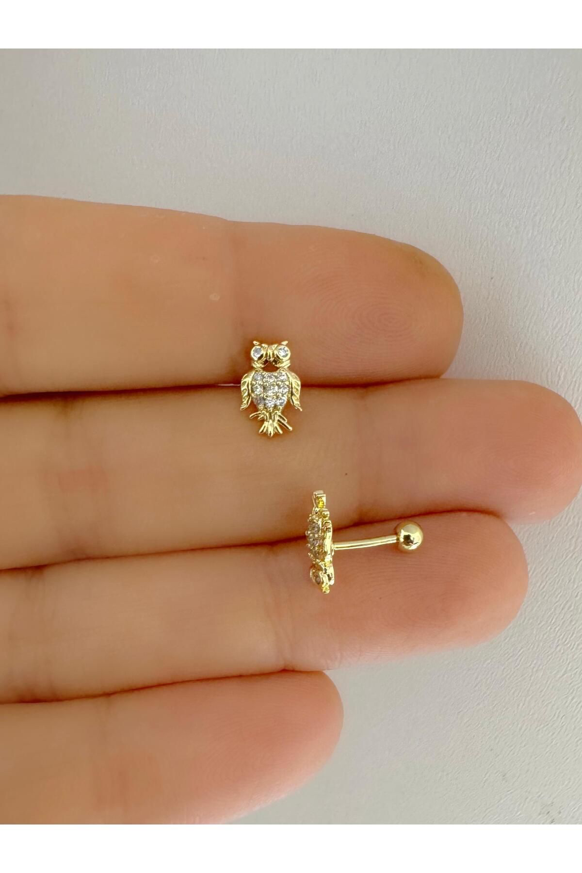 ZİRKON TAŞLI 1 ADET BAYKUŞ TRAGUS HELİX KIKIRDAK KULAK MEMESİ UYU