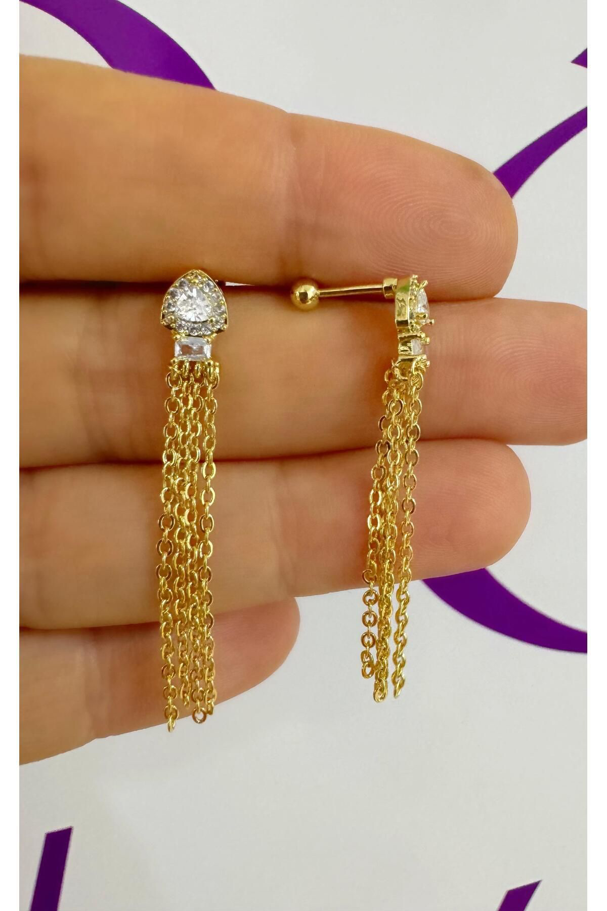 Zirkon taşlı 1 adet zincirli kıkırdak kulak memesi uyumlu piercing küpe Fiyatı, Yorumları ve Özellikleri