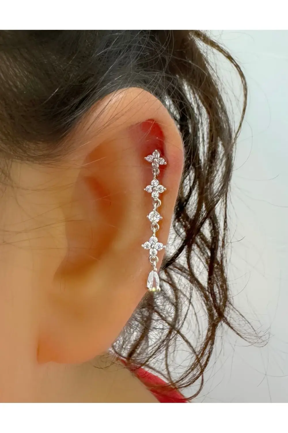 Zirkon taşlı 1 adet helix kıkırdak kulak memesi uyumlu piercing k