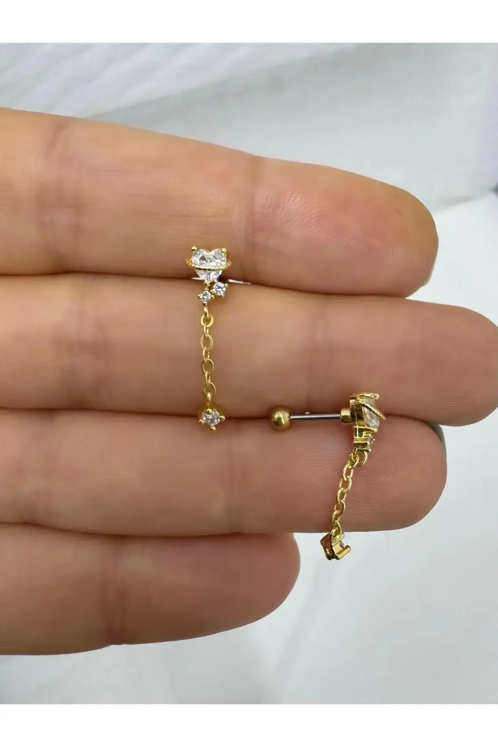 Zirkon taşlı  1 adet tragus helix lobe conch flat lobe uyumlu pie