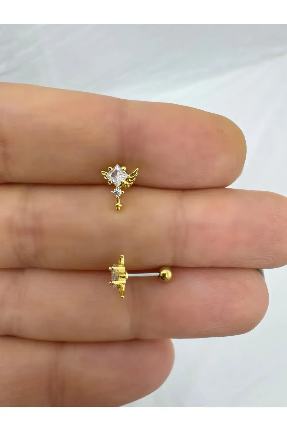 Zirkon taşlı  1 adet tragus helix lobe conch flat lobe uyumlu pie