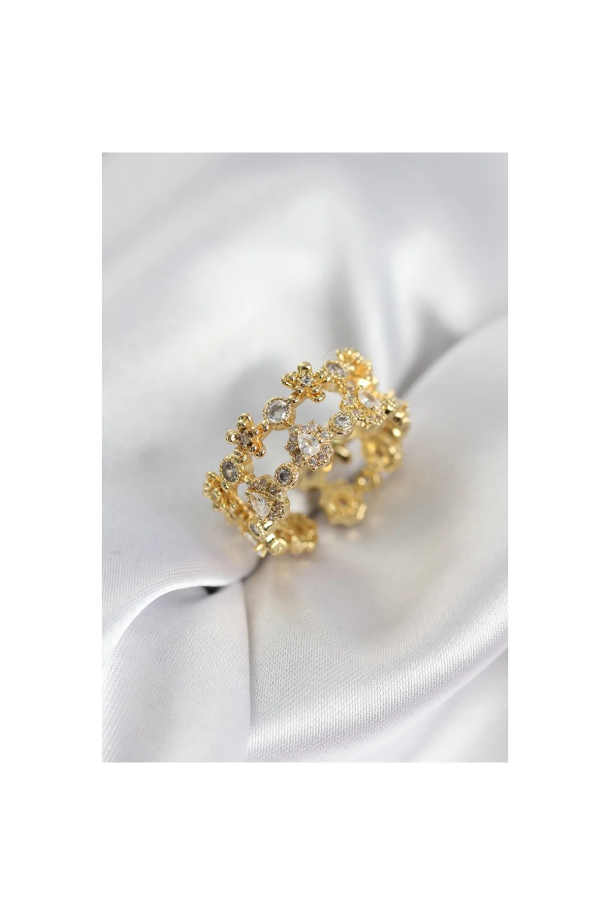 Zirkon Taşlı 2'li Model Gold Renk Kadın Yüzük