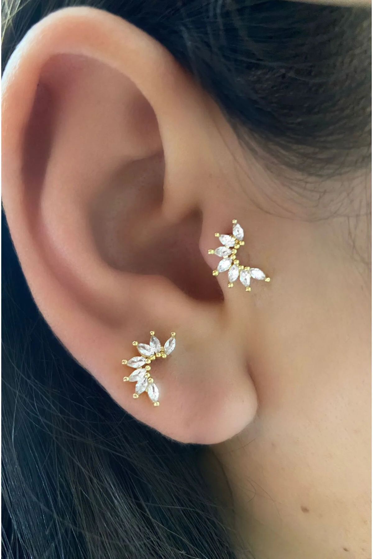 zirkon taşlı arkası düz önden vidalı takmalı tragus kıkırdak conch lobe uyumlu 1 adet piercing küpe