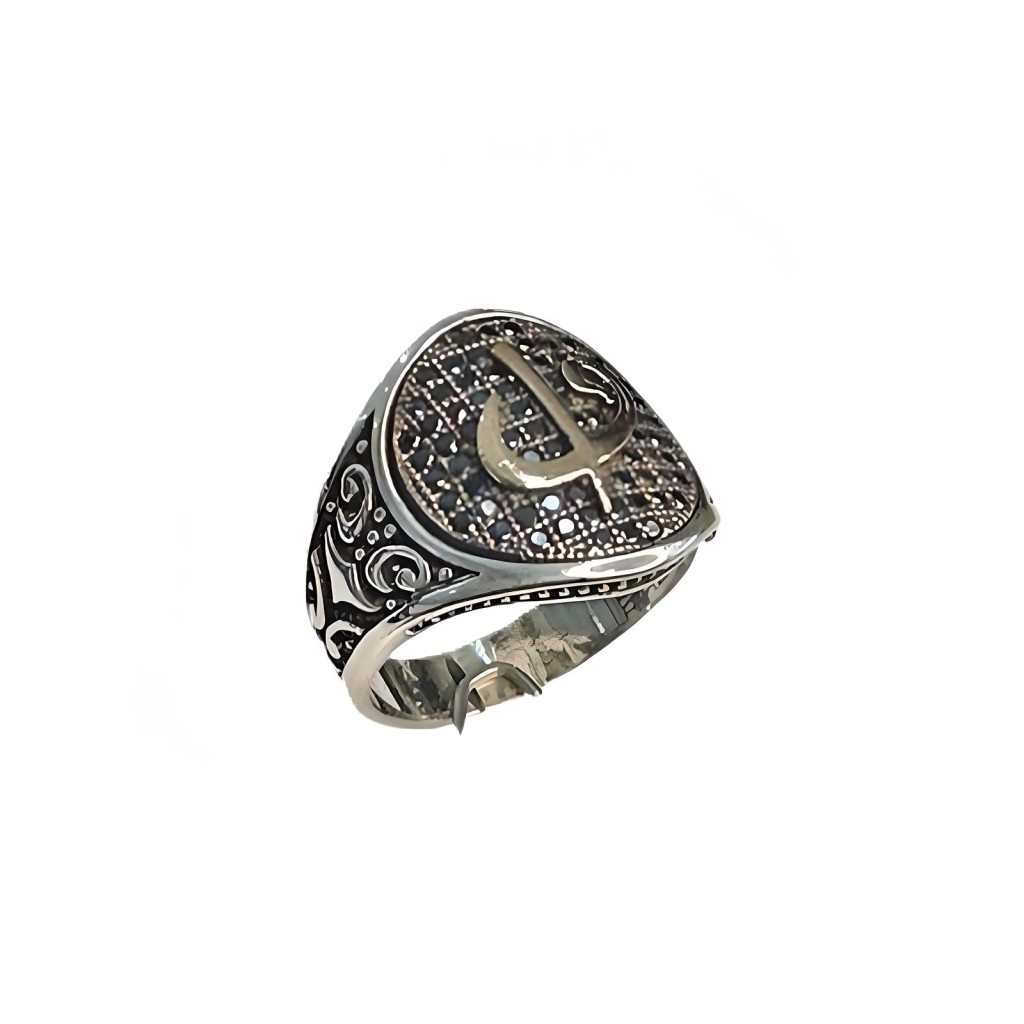 Gevheranss Zirkon Taşli Elif_Vav Figürlü Gümüş Yüzük 250057151G15y