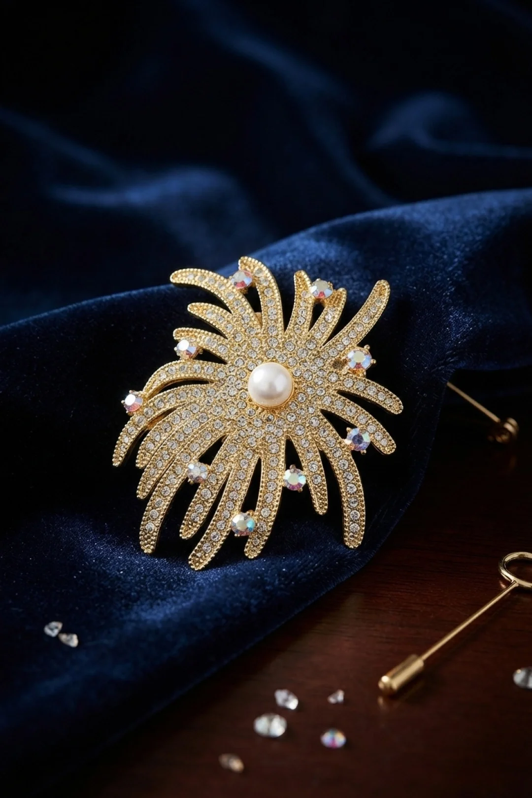 Zirkon Taşlı Gold Renk İnci Detaylı Broş Fiyatı, Yorumları ve Özellikleri
