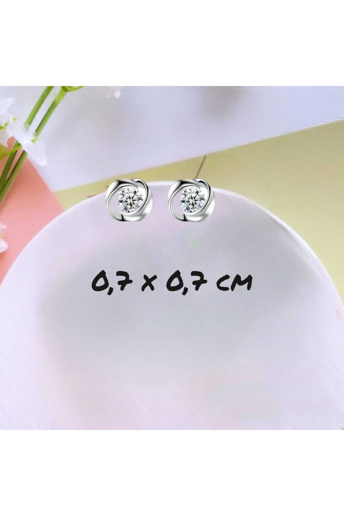 Zirkon Taşlı Gül Küpe