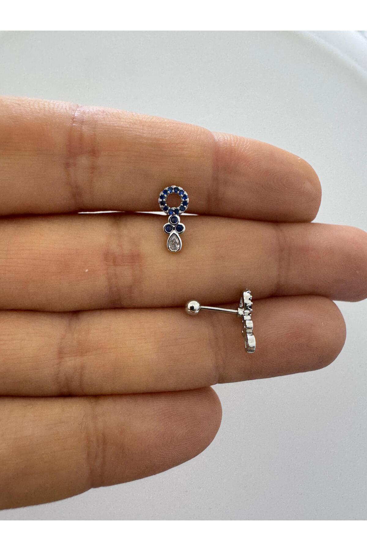 zirkon taşlı helix lobe tragus uyumlu 1 adet piercing küpe