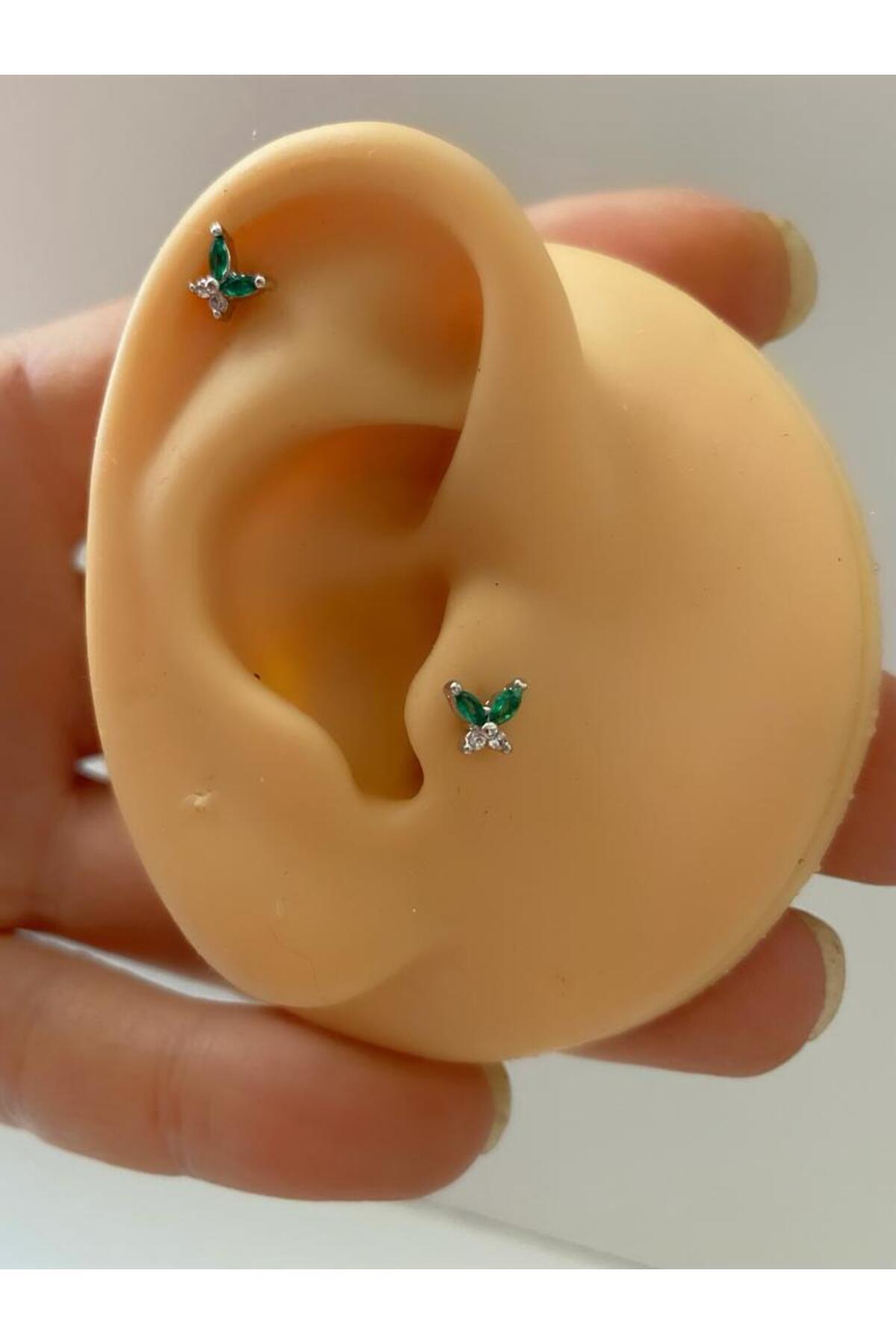 zirkon taşlı kelebek tragus helix (kıkırdak) conch kulak memesi ( lobe) uyumlu piercing Fiyatı, Yorumları ve Özellikleri