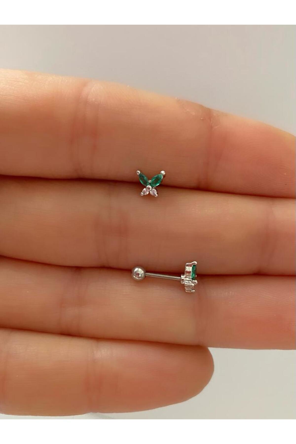 zirkon taşlı kelebek tragus helix (kıkırdak) conch kulak memesi ( lobe) uyumlu piercing Fiyatı, Yorumları ve Özellikleri