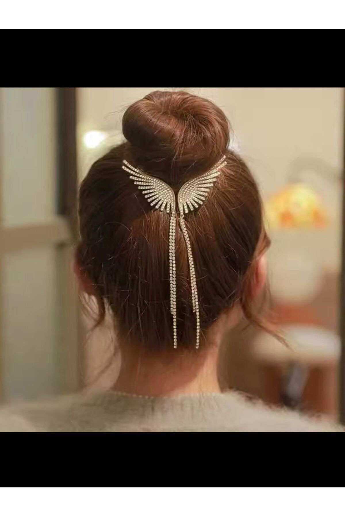 Arescollection Zirkon Taşlı Melek Kanatlı Suyolu Sallantılı İthal Topuz Tokası