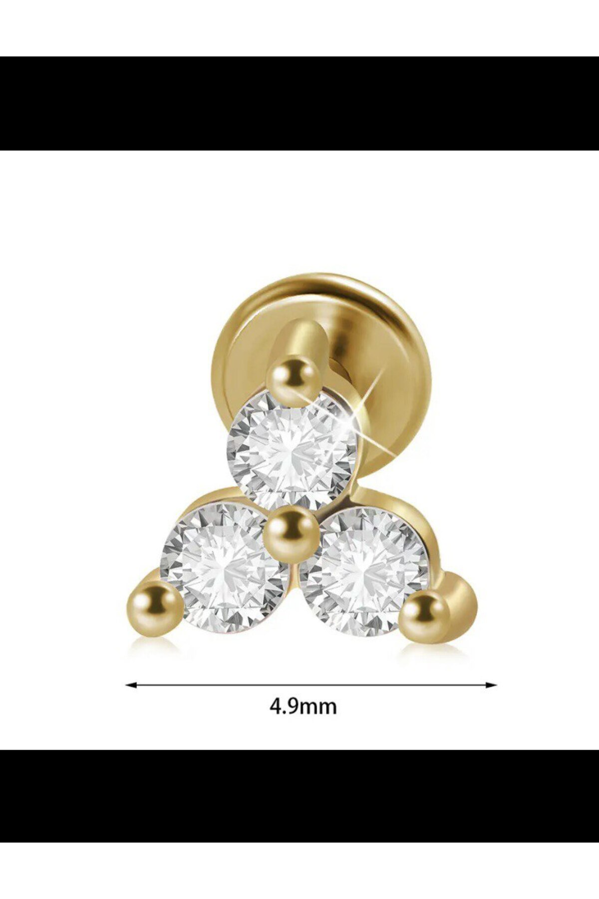 zirkon taşlı minimal önden takmalı arkası düz tragus helix conch lobe forward helix uyumlu piercing