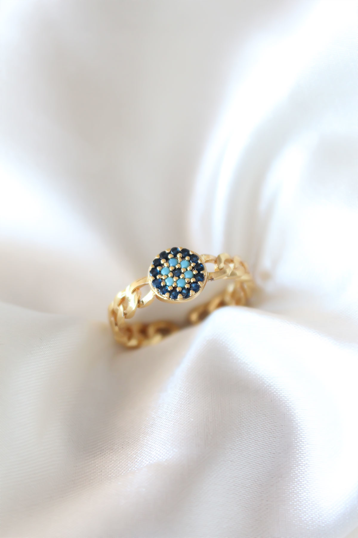 Stillove Zirkon Taşlı Nazarlı Altın Kaplama Kadın Yüzük Sl6810