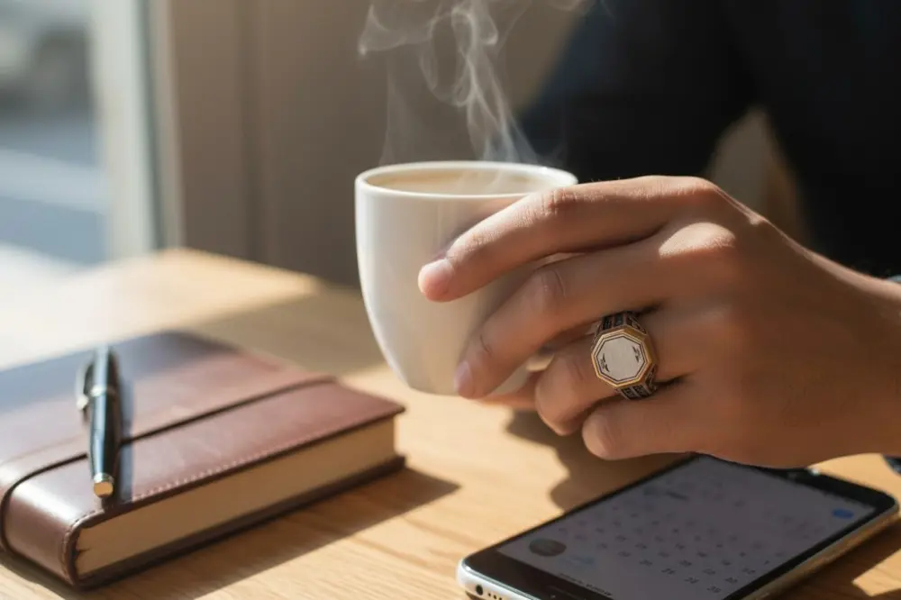 Zirkon Taşlı Sekizgen Plakalı Gümüş Yüzük 250057091G13Y