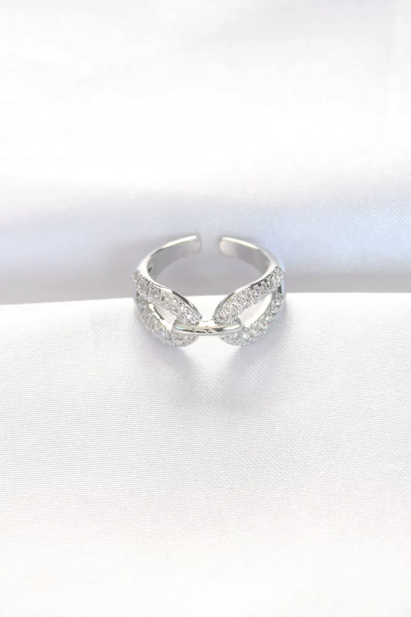Zirkon Taşlı Silver Renk Ayarlanabilir Yüzük - Lisinya