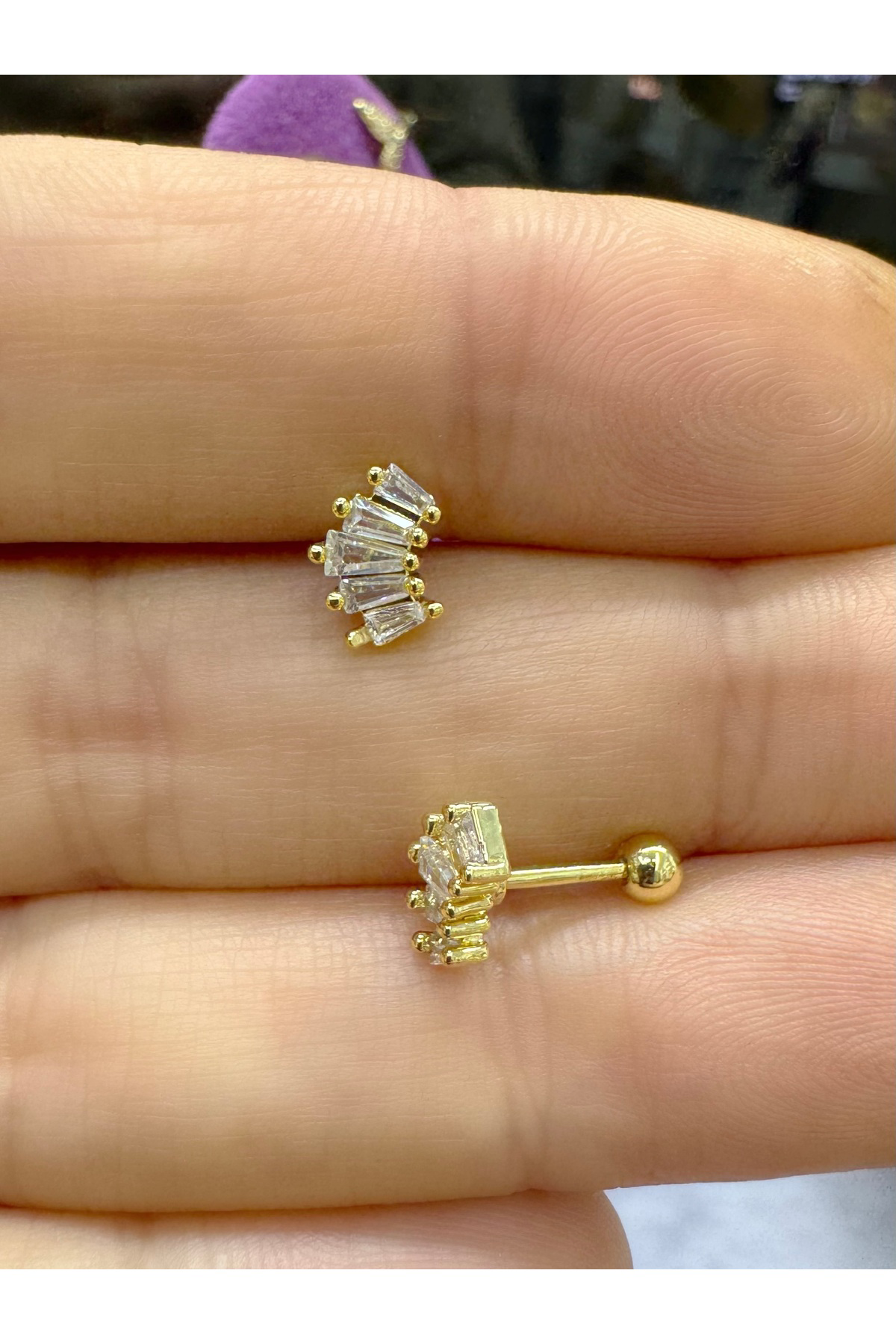Zirkon taşlı tragus helix kıkırdak lobe conch uyumlu 1 adet pierc