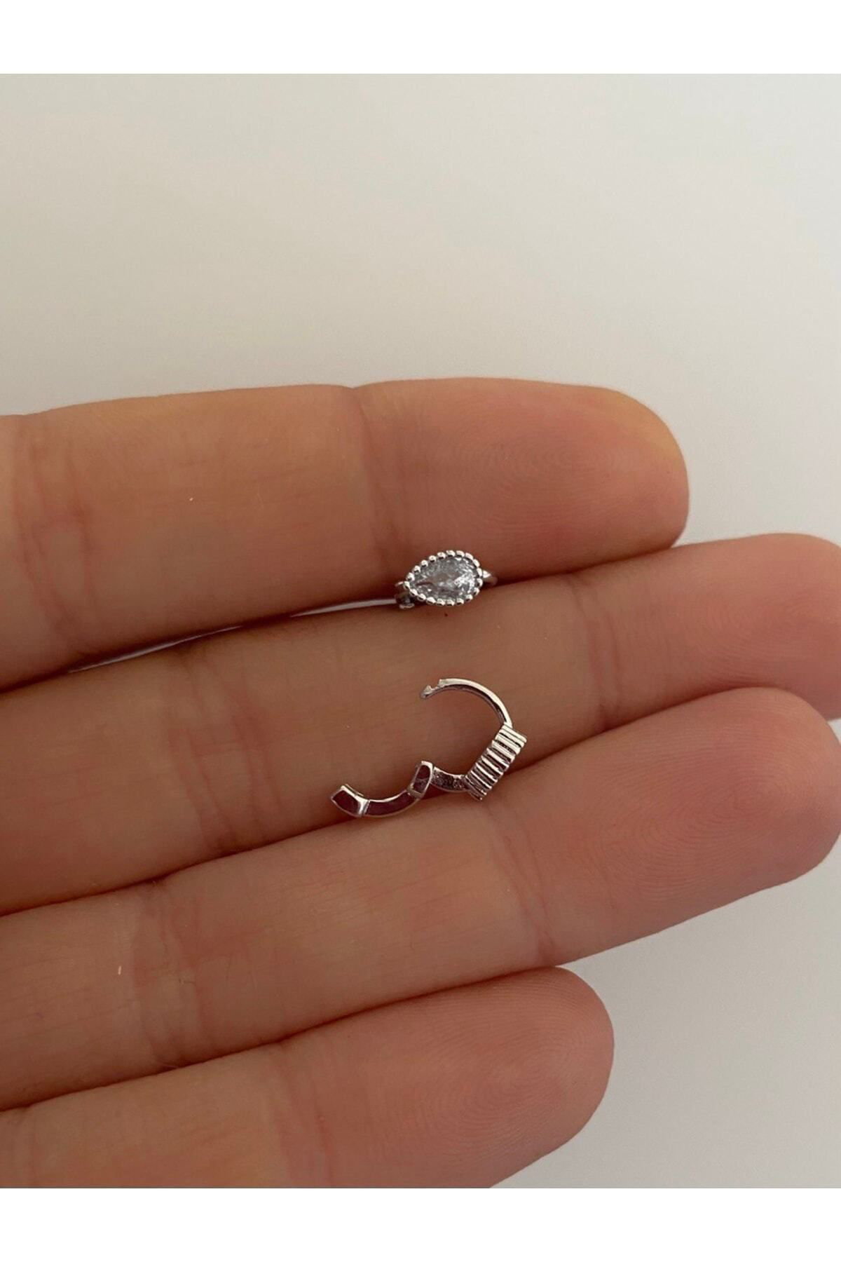 Zirkon Taşlı Tragus Rook Lobe Uyumlu Damla Model Mini Halka Piercing