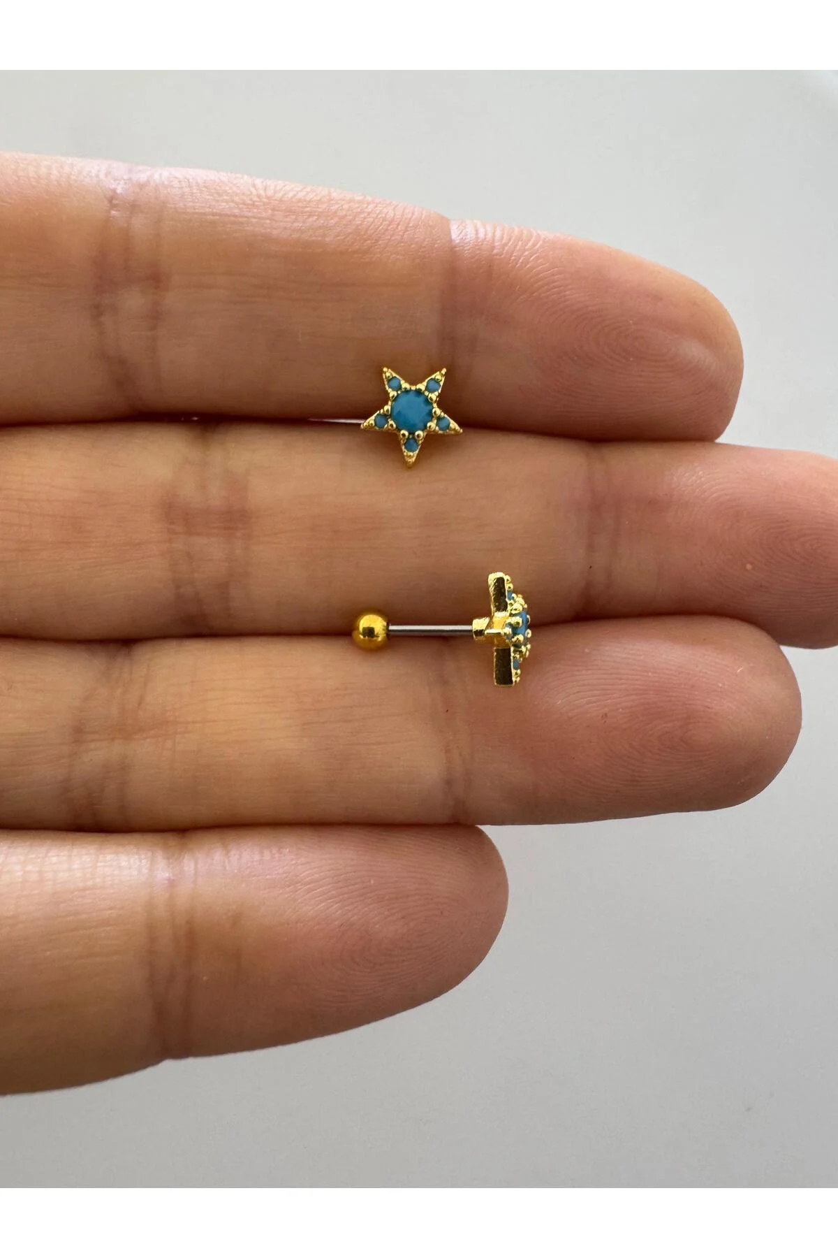 zirkon taşlı yıldız helix lobe tragus uyumlu 1 adet piercing küpe