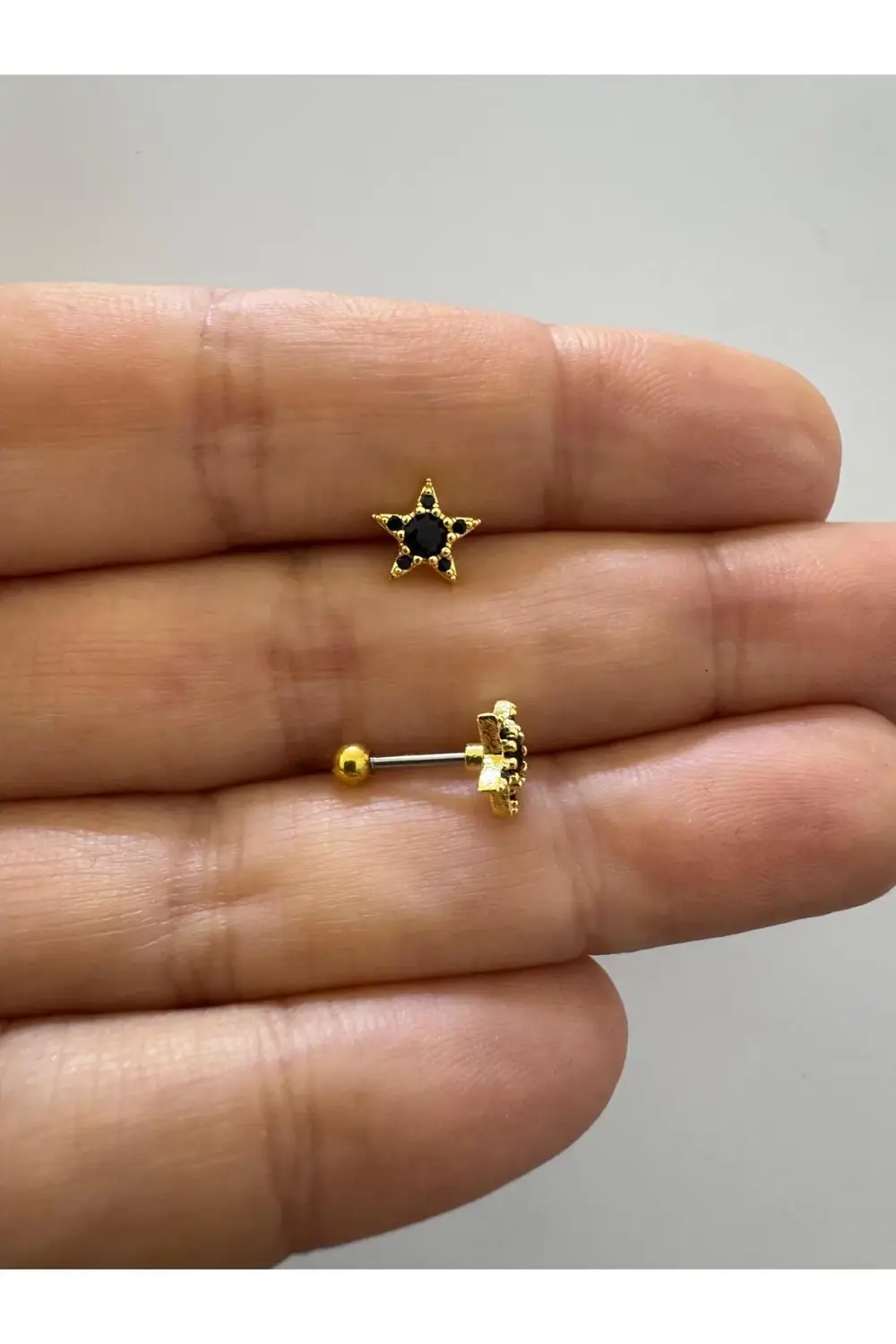 zirkon taşlı yıldız helix lobe tragus uyumlu 1 adet piercing küpe