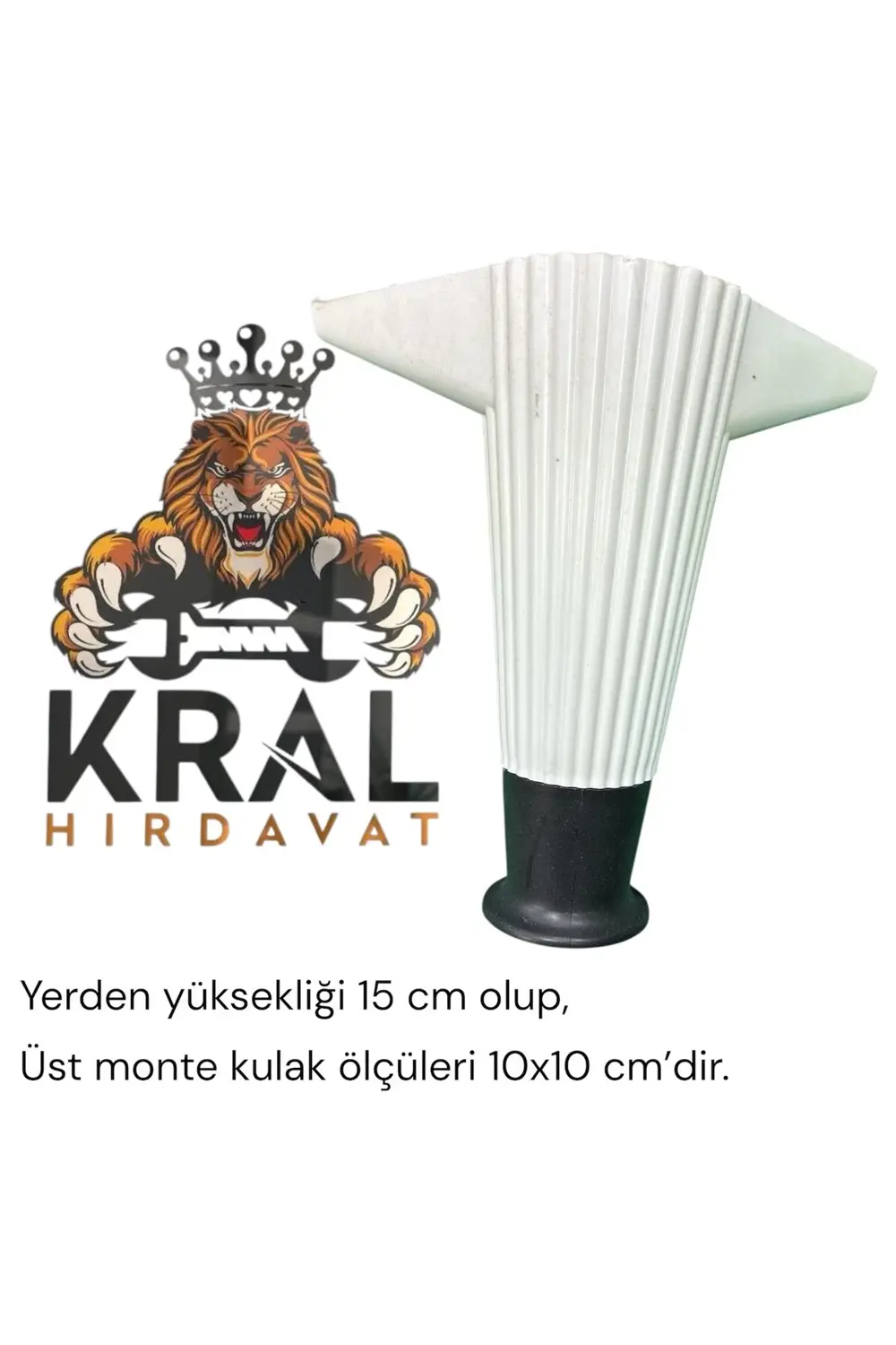 Zirve çizgili, Mobilya Ayağı 15 cm, Beyaz Siyah Pabuçlu